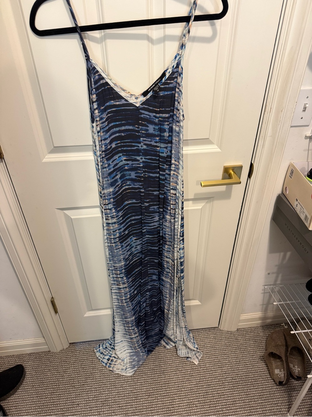 Fifteen Twenty Blue and White Wave-Print Slip Dress